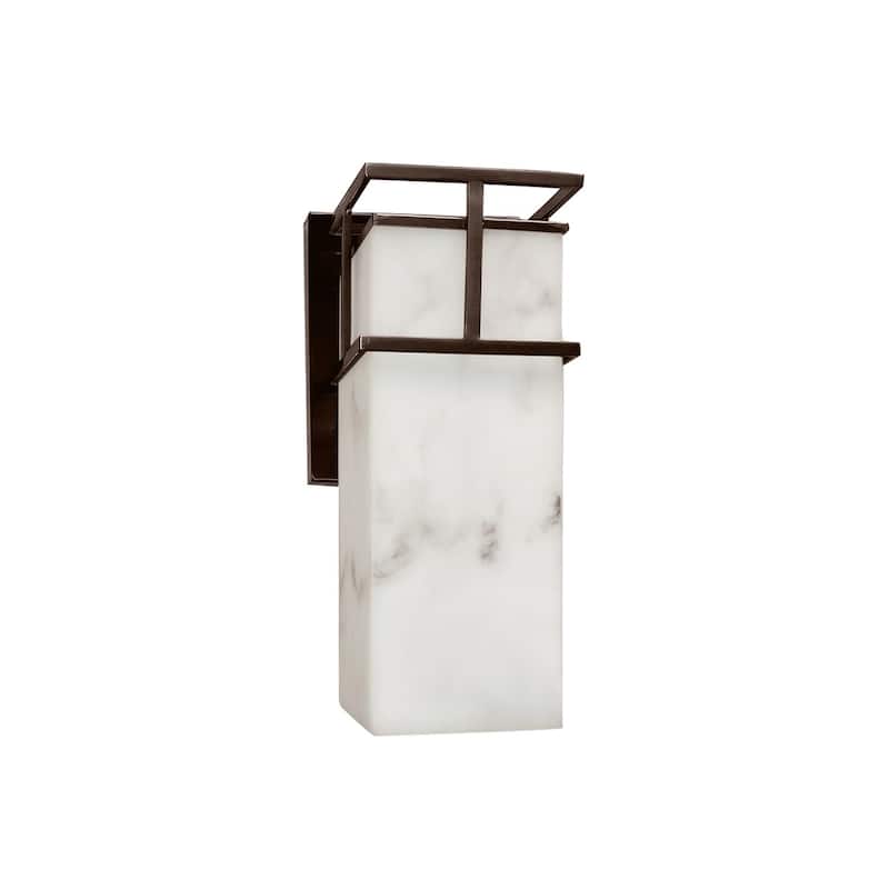 Justice Design LumenAria Structure 1-light Dark Bronze Outdoor LED Wall Sconce, Faux Alabaster Shade