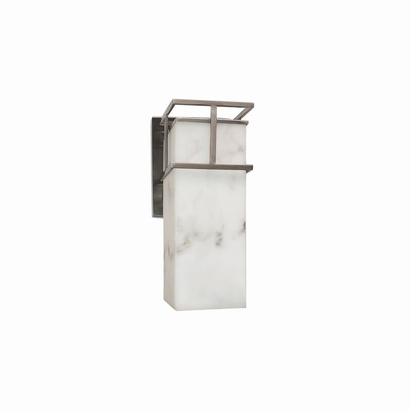 Justice Design LumenAria Structure 1-light Brushed Nickel Outdoor Small Wall Sconce, Faux Alabaster Shade - Brushed Nickel