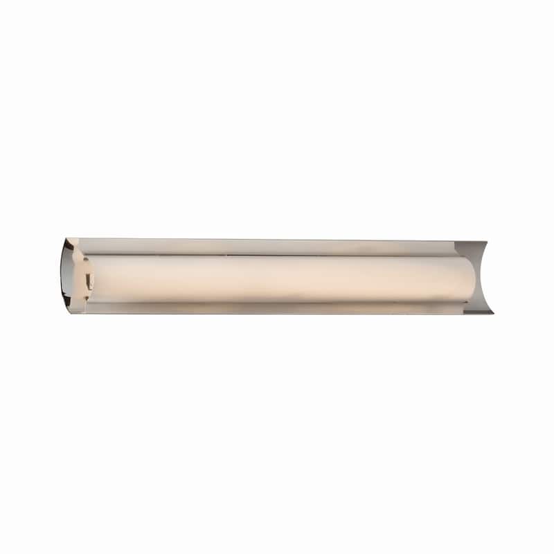 Justice Design Fusion Lineate 30-inch Polished Chrome ADA LED Wall/ Bath Bar, Opal Shade