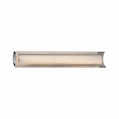 Justice Design Fusion Lineate 30-inch Polished Chrome ADA LED Wall/ Bath Bar, Opal Shade