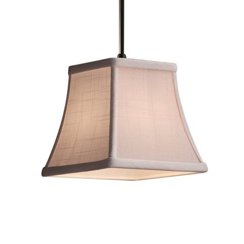 Justice Design Textile Mini Black Pendant, White Shade