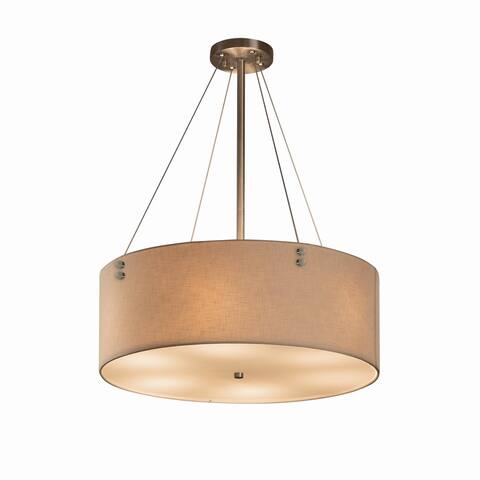 Justice Design Textile Finials 6-light Brushed Nickel F1 Pendant, Cream Shade