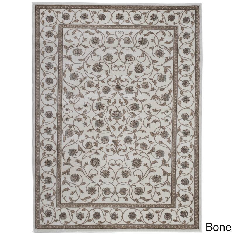 Admire Home Living Plaza Floral Scroll Area Rug - 7'10" x 10'2"/Surplus - Bone