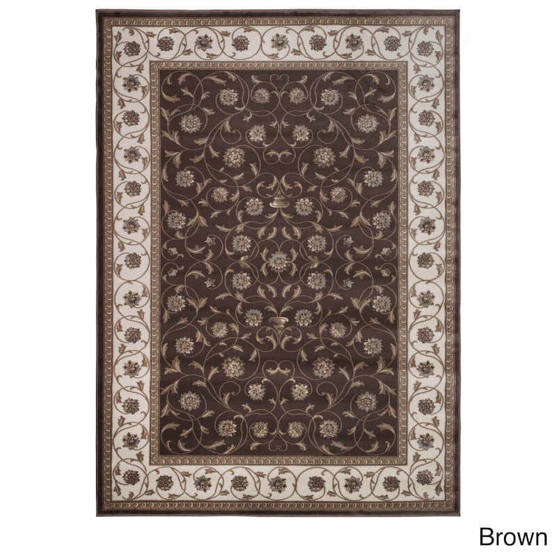 Admire Home Living Plaza Floral Scroll Area Rug - 7'10" x 10'2"/Surplus1 - Brown