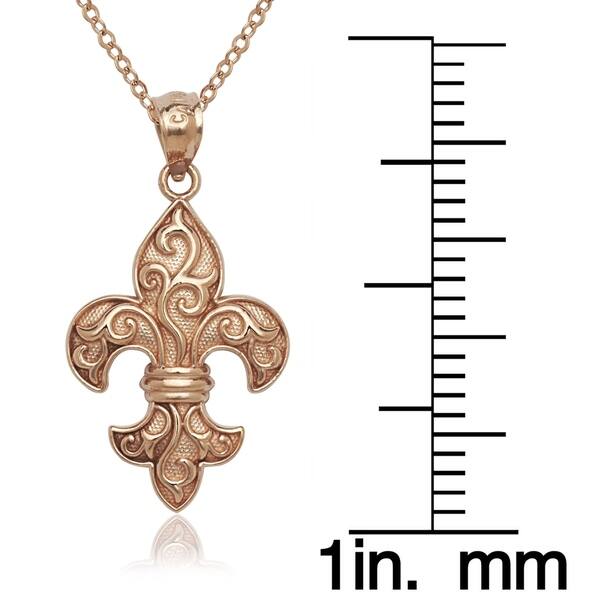 Shop 14k Rose Gold Ornate Fleur De Lis Pendant Necklace