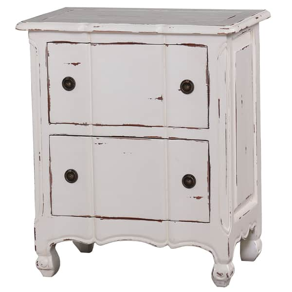 Shop Bramble Co Provence 2 Drawer White Distressed Mahogany Nightstand Overstock 11910070