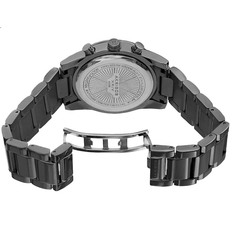 Akribos XXIV Men's Swiss Quartz Crystal Multifunction Stainless Steel Gray Bracelet