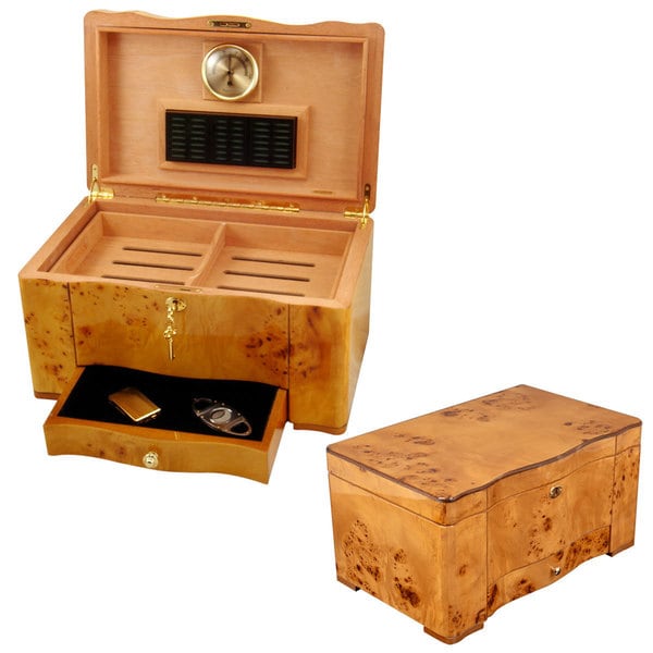 Cuban Crafters Birdseye Maple Burl With Maple Trim 120Cigar Humidor