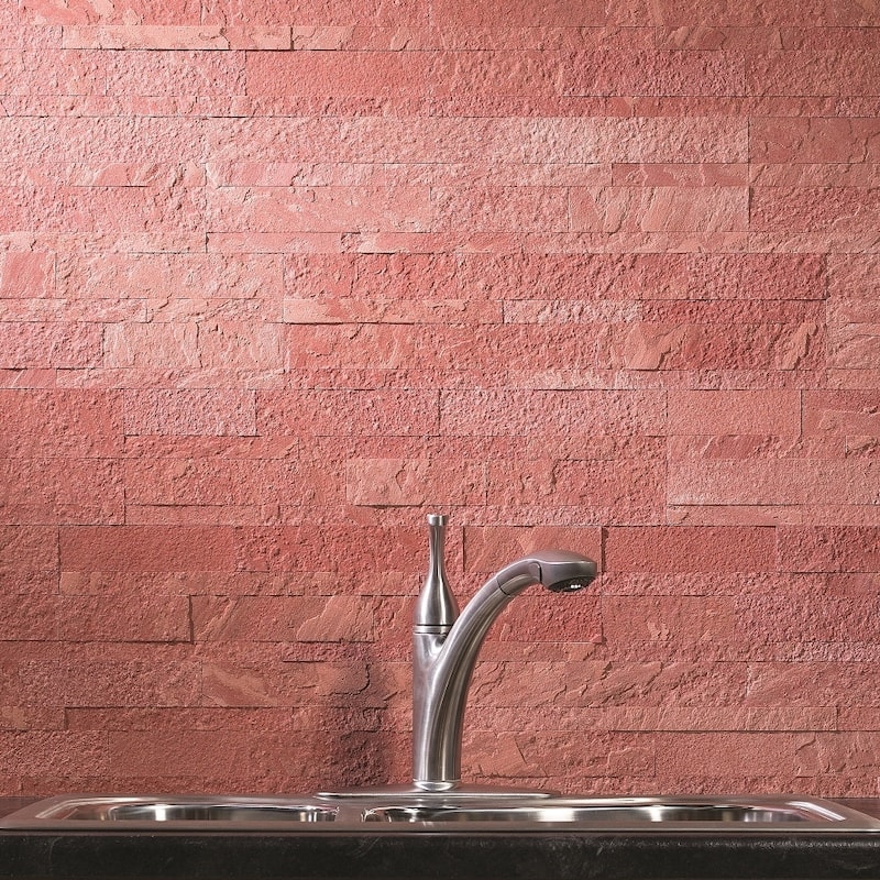 Aspect 6 x 24-inch Autumn Sandstone Peel and Stick Stone Backsplash