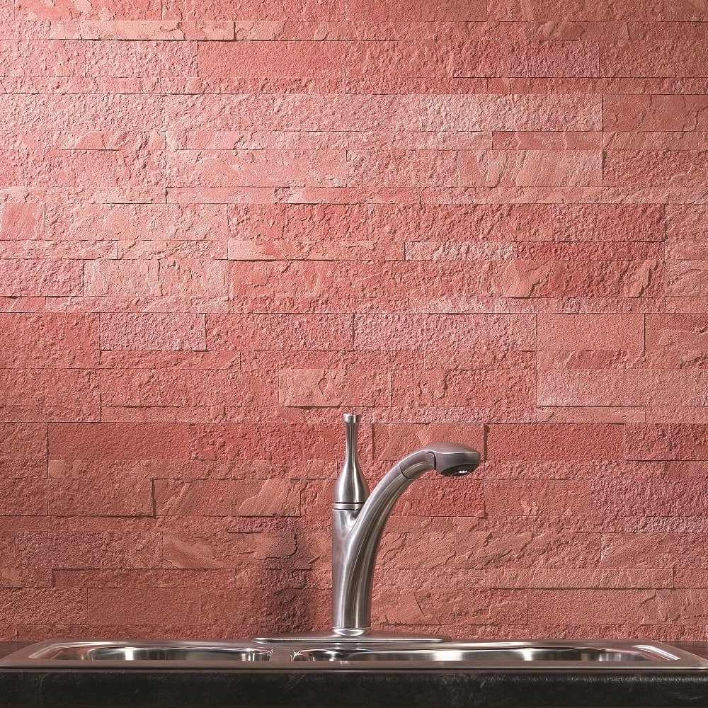 Aspect 6 x 24-inch Autumn Sandstone Peel and Stick Stone Backsplash