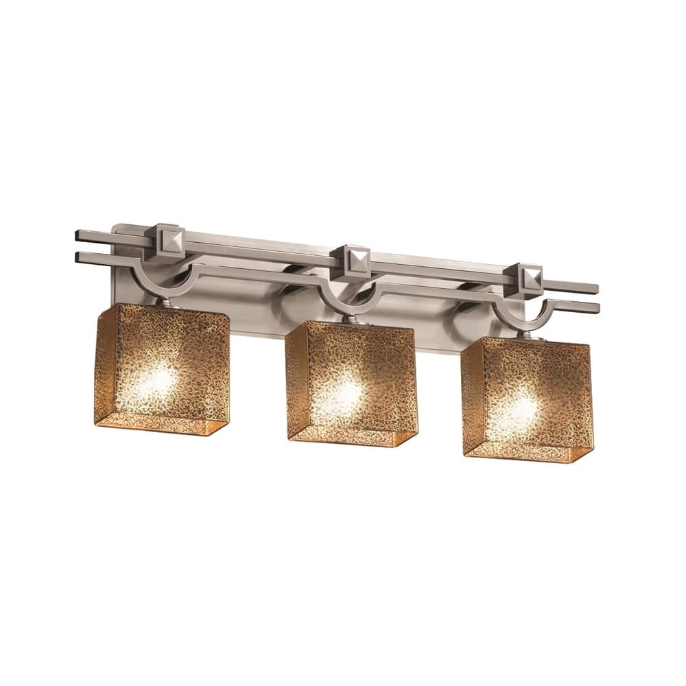 Justice Design Fusion Argyle 3-light Brushed Nickel Bath Bar, Mercury Rectangle Shade