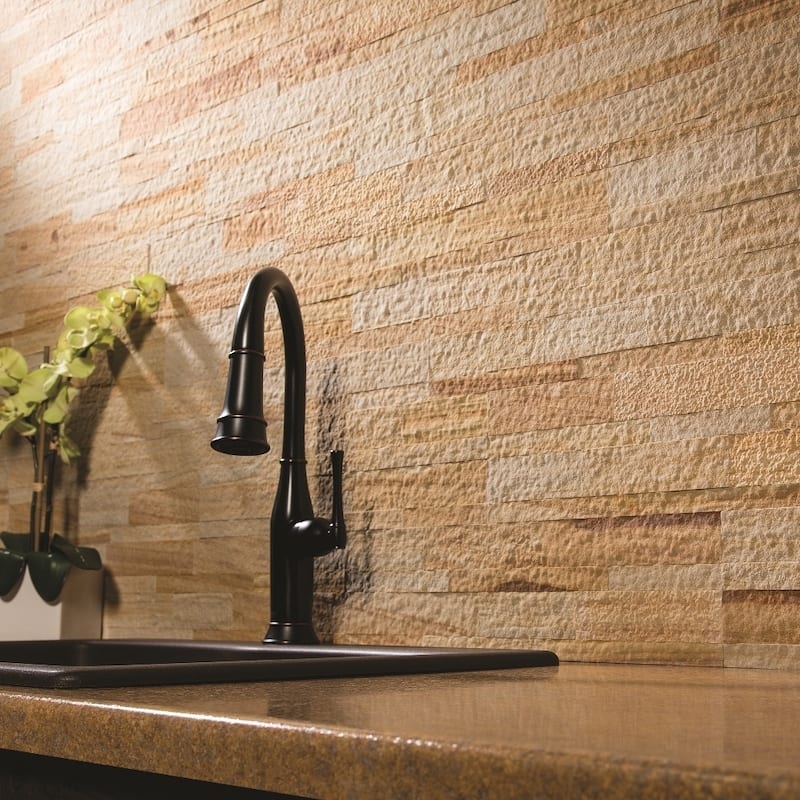 Aspect 5.9-inch x 23.6-inch Golden Sandstone Peel and Stick Stone Backsplash