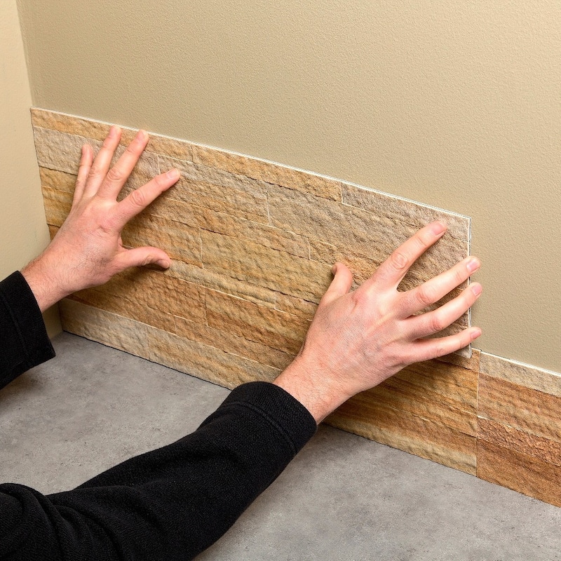 Aspect 5.9-inch x 23.6-inch Golden Sandstone Peel and Stick Stone Backsplash
