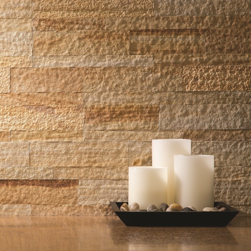 Aspect 5.9-inch x 23.6-inch Golden Sandstone Peel and Stick Stone Backsplash
