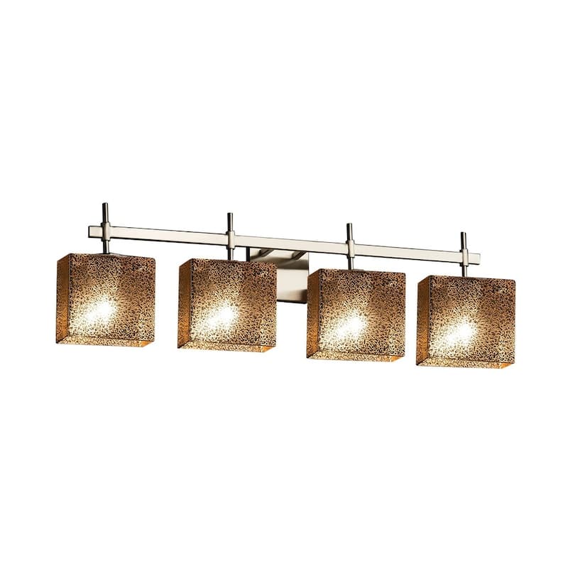 Justice Design Fusion Union 4-light Brushed Nickel Bath Bar, Mercury Rectangle Shade