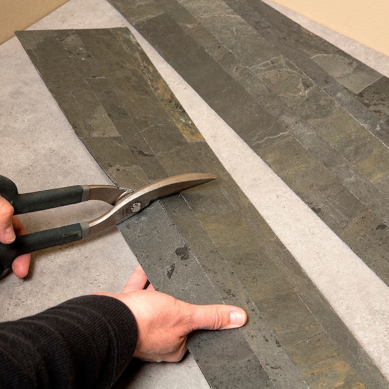 Aspect 6 x 24-inch Iron Slate Peel and Stick Stone Backsplash