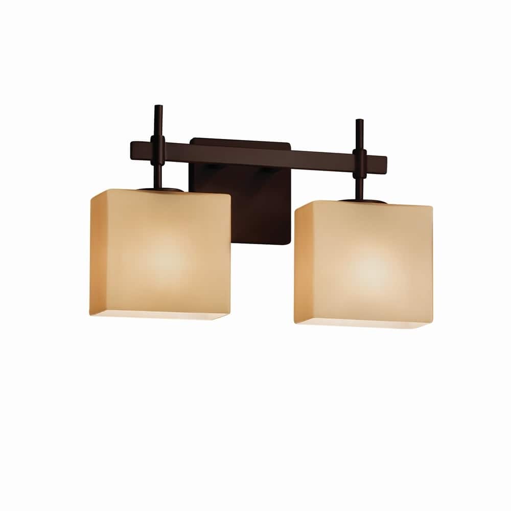 Justice Design Fusion Union 2-light Dark Bronze Bath Bar, Almond Rectangle Shade