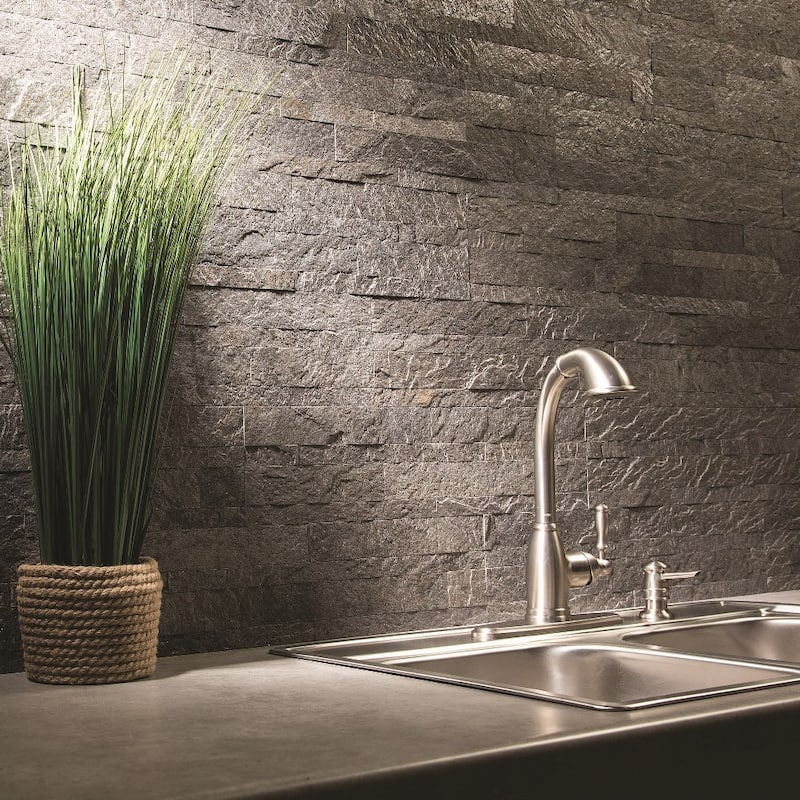 Aspect 6 x 24-inch Frosted Quartz Peel and Stick Stone Backsplash