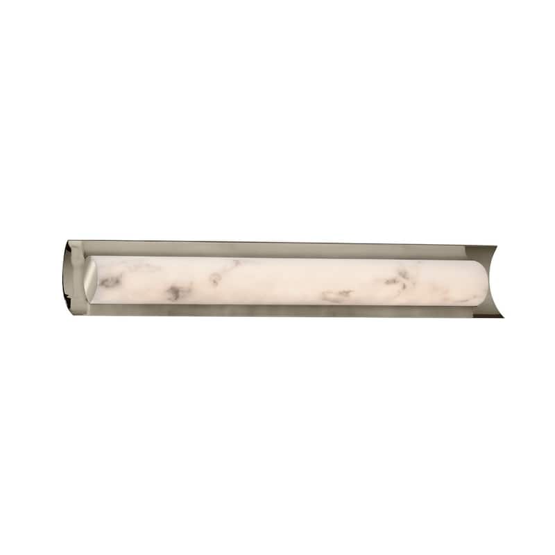 Justice Design LumenAria Lineate 30-inch Brushed Nickel ADA LED Wall/ Bath Bar, Faux Alabaster Shade