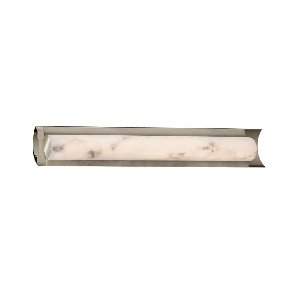 Justice Design LumenAria Lineate 30-inch Brushed Nickel ADA LED Wall/ Bath Bar, Faux Alabaster Shade