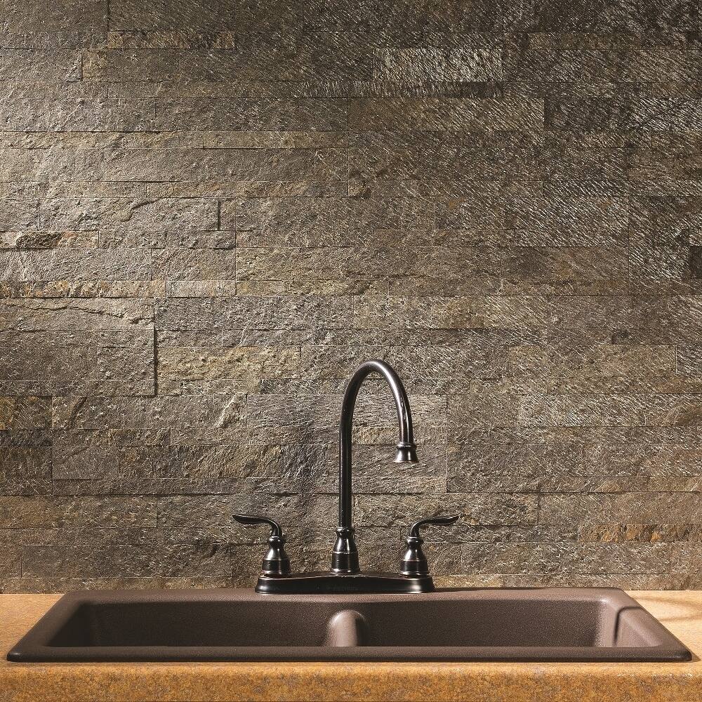 Aspect 6 x 24-inch Mossy Quartz Peel and Stick Stone Backsplash