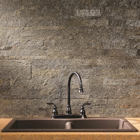 Aspect 6 x 24-inch Mossy Quartz Peel and Stick Stone Backsplash