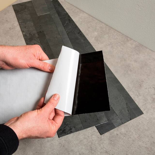Aspect 6 x 24-inch Charcoal Slate Peel and Stick Stone Backsplash
