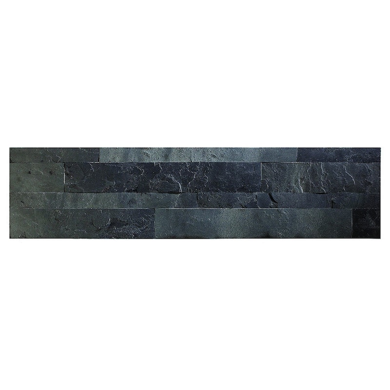Aspect 6 x 24-inch Charcoal Slate Peel and Stick Stone Backsplash