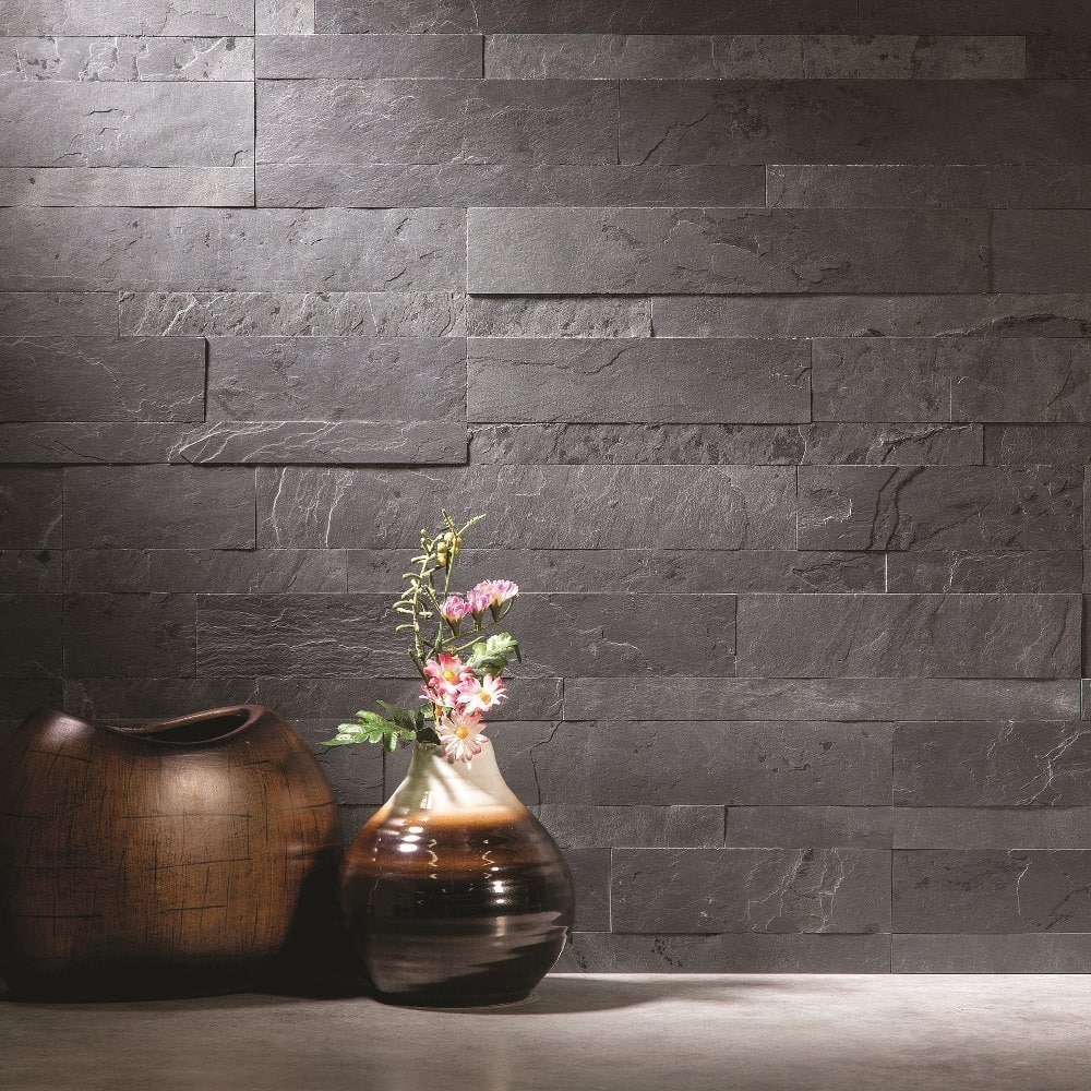 Aspect 6 x 24-inch Charcoal Slate Peel and Stick Stone Backsplash