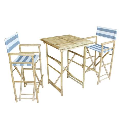 Zew Handcrafted Square Natural Bar Height Pub Set