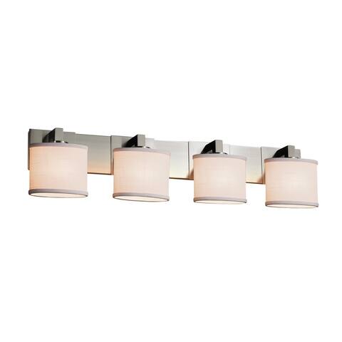 Justice Design Textile Modular 4-light Brushed Nickel Bath Bar, White Oval Shade