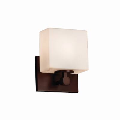 Justice Design Fusion Tetra 1-light Dark Bronze ADA Wall Sconce, Opal Rectangle Shade