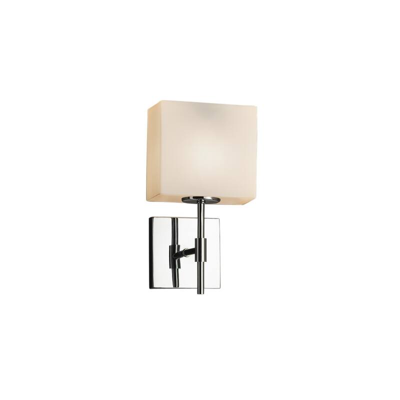 Justice Design Fusion Union 1-light Polished Chrome ADA Wall Sconce, Opal Rectangle Shade