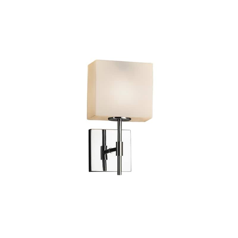 Justice Design Fusion Union 1-light Polished Chrome ADA Wall Sconce, Opal Rectangle Shade
