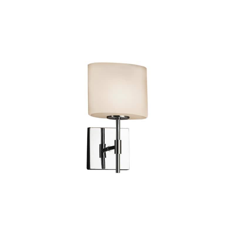 Justice Design Fusion Union 1-light Polished Chrome ADA Wall Sconce, Opal Oval Shade
