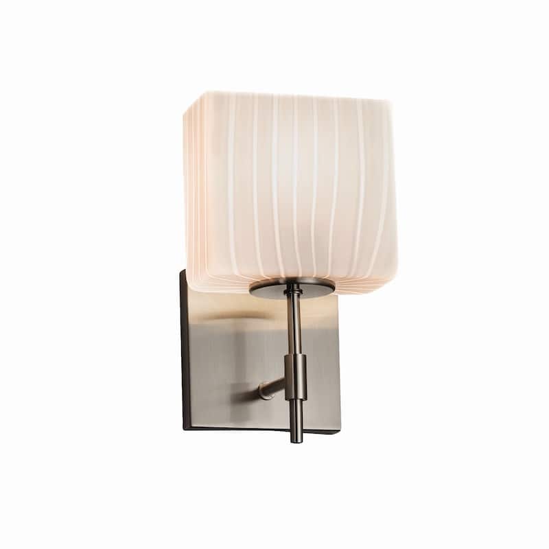 Justice Design Fusion Union 1-light Brushed Nickel Wall Sconce, Ribbon Rectangle Shade