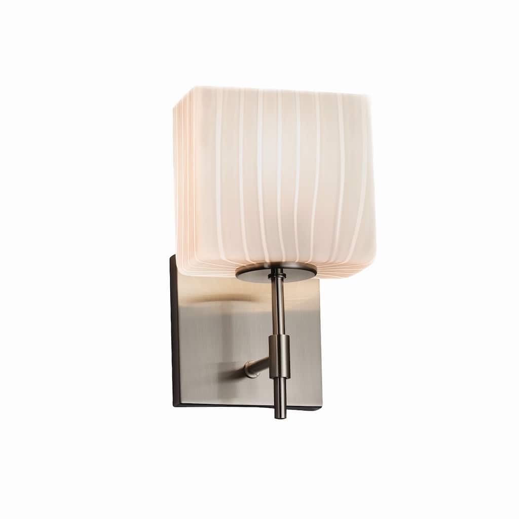 Justice Design Fusion Union 1-light Brushed Nickel Wall Sconce, Ribbon Rectangle Shade