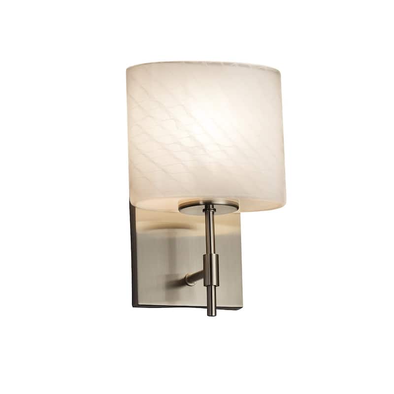 Justice Design Fusion Union 1-light Brushed Nickel Wall Sconce, Weave Oval Shade