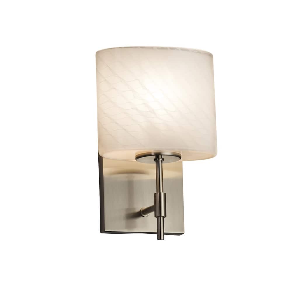 Justice Design Fusion Union 1-light Brushed Nickel Wall Sconce, Weave Oval Shade