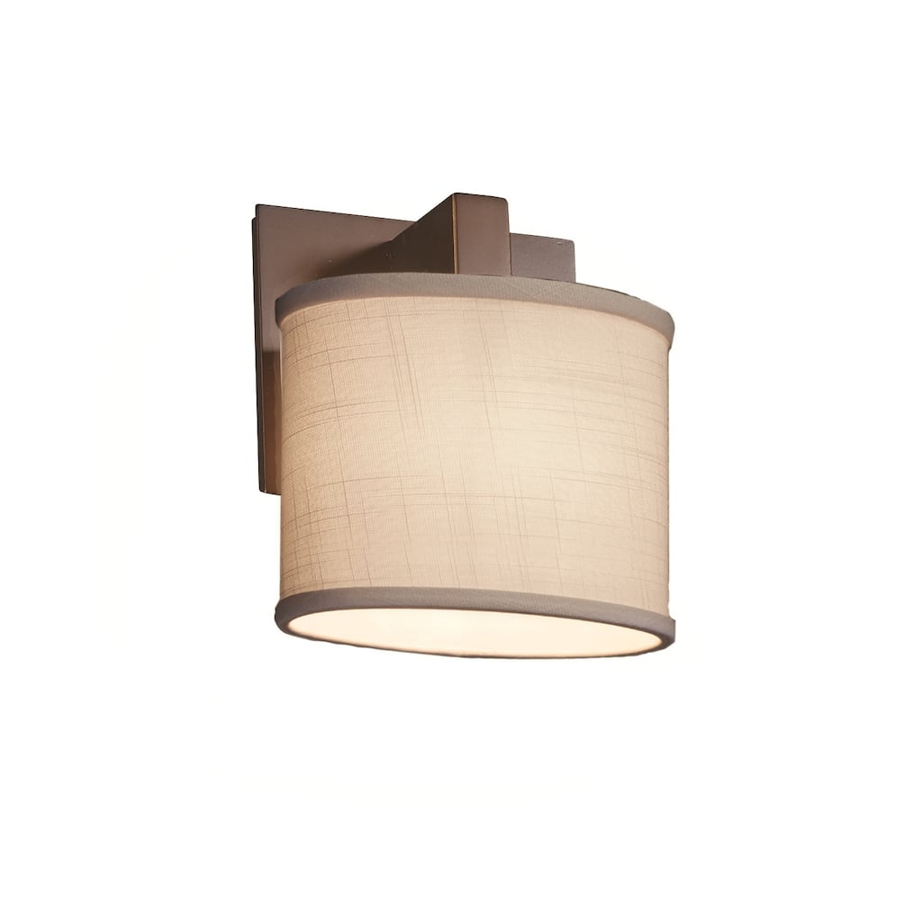 Justice Design Textile Modular 1-light Dark Bronze ADA Wall Sconce, Cream Oval Shade