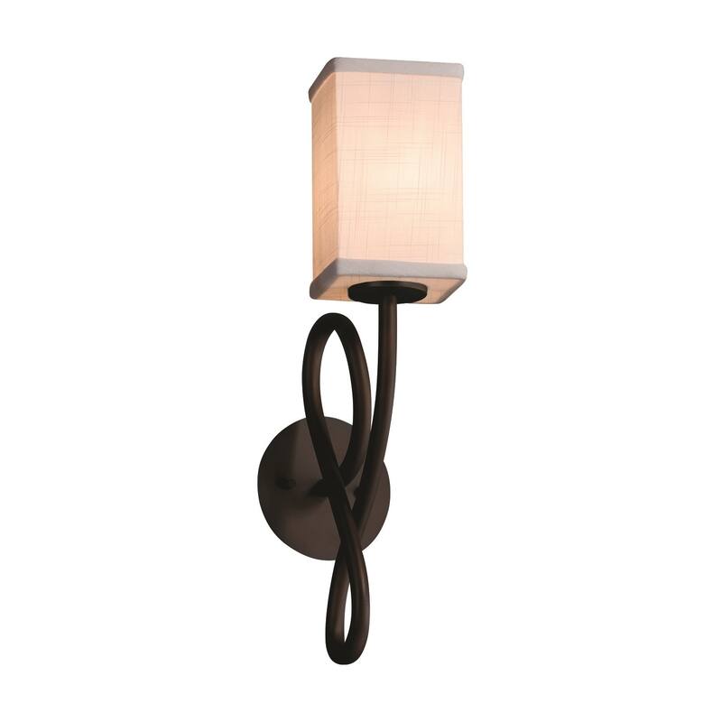 Justice Design Textile Capellini 1-light Dark Bronze Wall Sconce, Cream Square - Flat Rim Shade