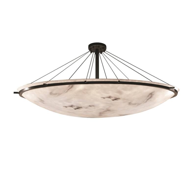 Justice Design LumenAria Ring 16-light Dark Bronze Round Bowl Semi-flush, Faux Alabaster Shade