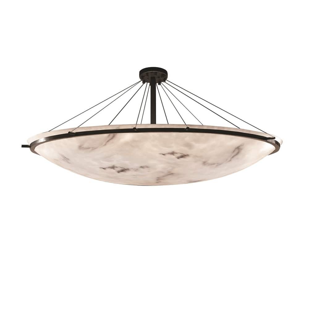 Justice Design LumenAria Ring 16-light Dark Bronze Round Bowl Semi-flush, Faux Alabaster Shade