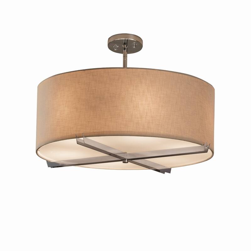 Justice Design Textile Crossbar 6-light Polished Chrome Pendant, Cream Shade