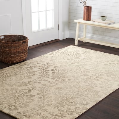 Alexander Home Bella Damask Stone Hand-hooked 100% Wool Rug