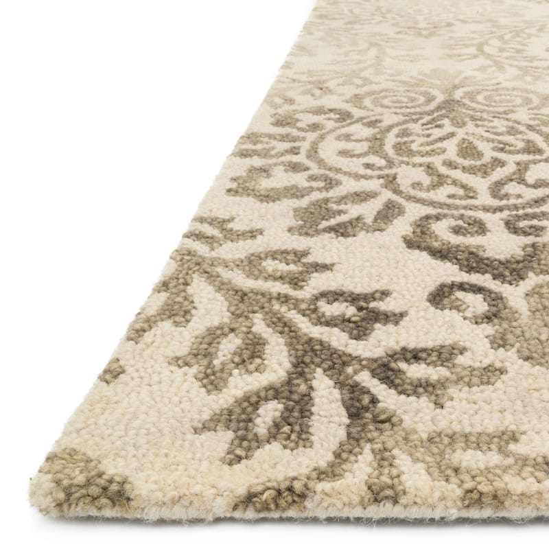 Alexander Home Bella Damask Stone Hand-hooked 100% Wool Rug