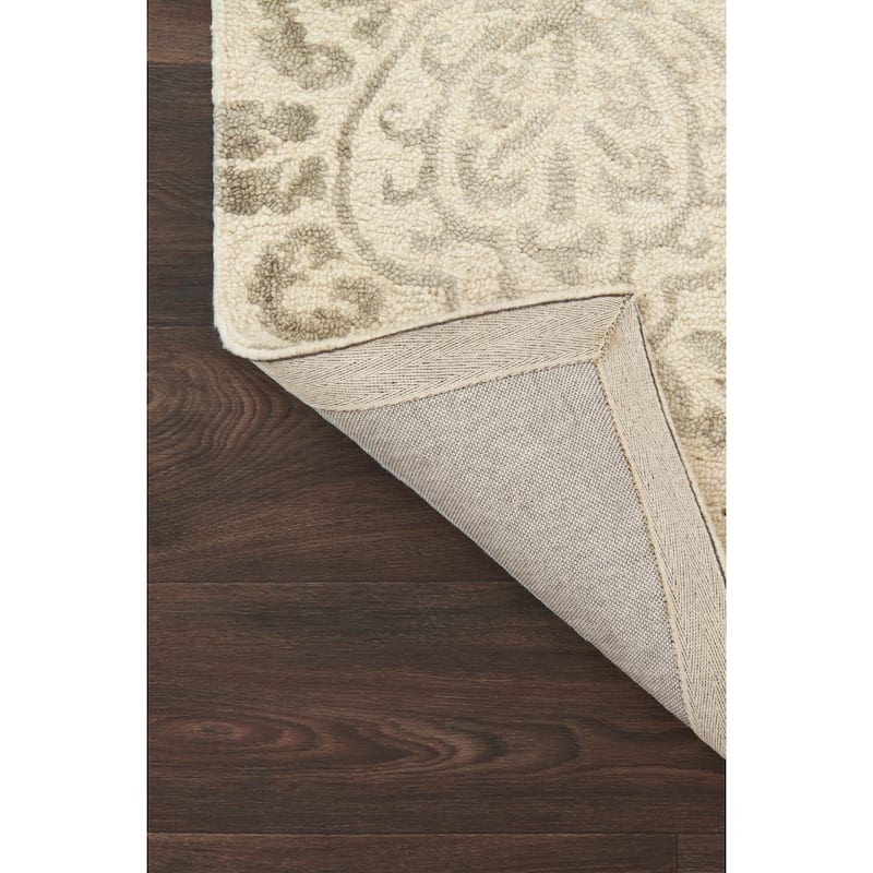Alexander Home Bella Damask Stone Hand-hooked 100% Wool Rug