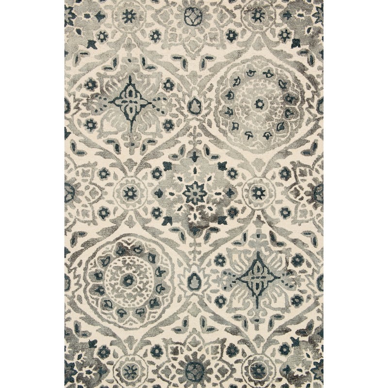 Alexander Home Bella Hand-Hooked Damask 100% Wool Rug