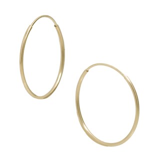 10K Real Yellow Gold Endless Tubular Hoops Hoop Earrings 16mm