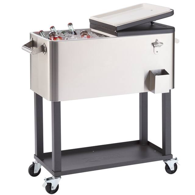 TRINITY 80 Quart Stainless Steel Cooler w/ Shelf and Cooler Cover
